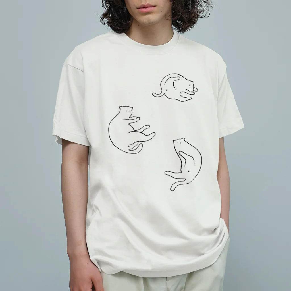 はしもとかなの見せつける猫 黒 オーガニックコットンTシャツ