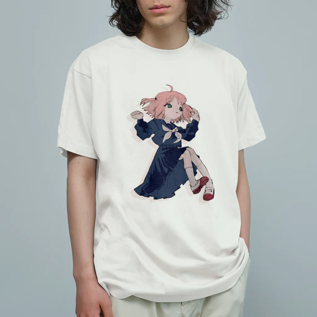 浅葱⑨良乃のほっぷすてっぷセーラー少女 オーガニックコットンTシャツ