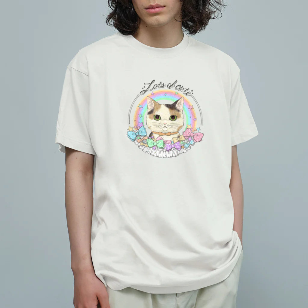 kima-maniのLots of cute 〜フリルとリボンと三毛猫と〜 オーガニックコットンTシャツ