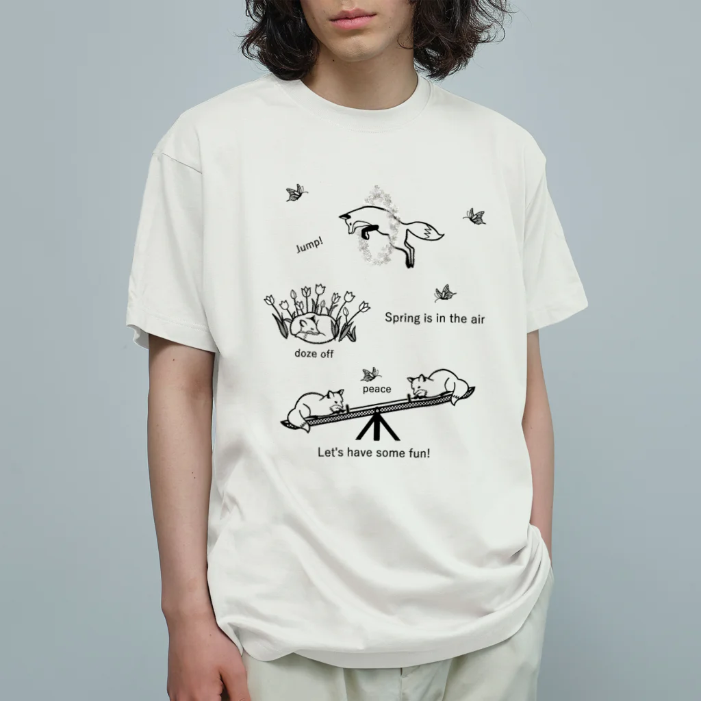 PERIDOTの春うらら＊きつね（線画） Organic Cotton T-Shirt