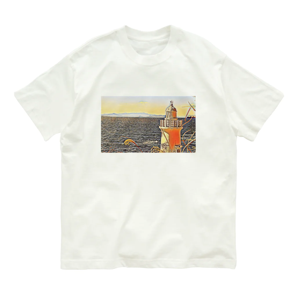 jun-hoshiの海を見守る灯台 オーガニックコットンTシャツ