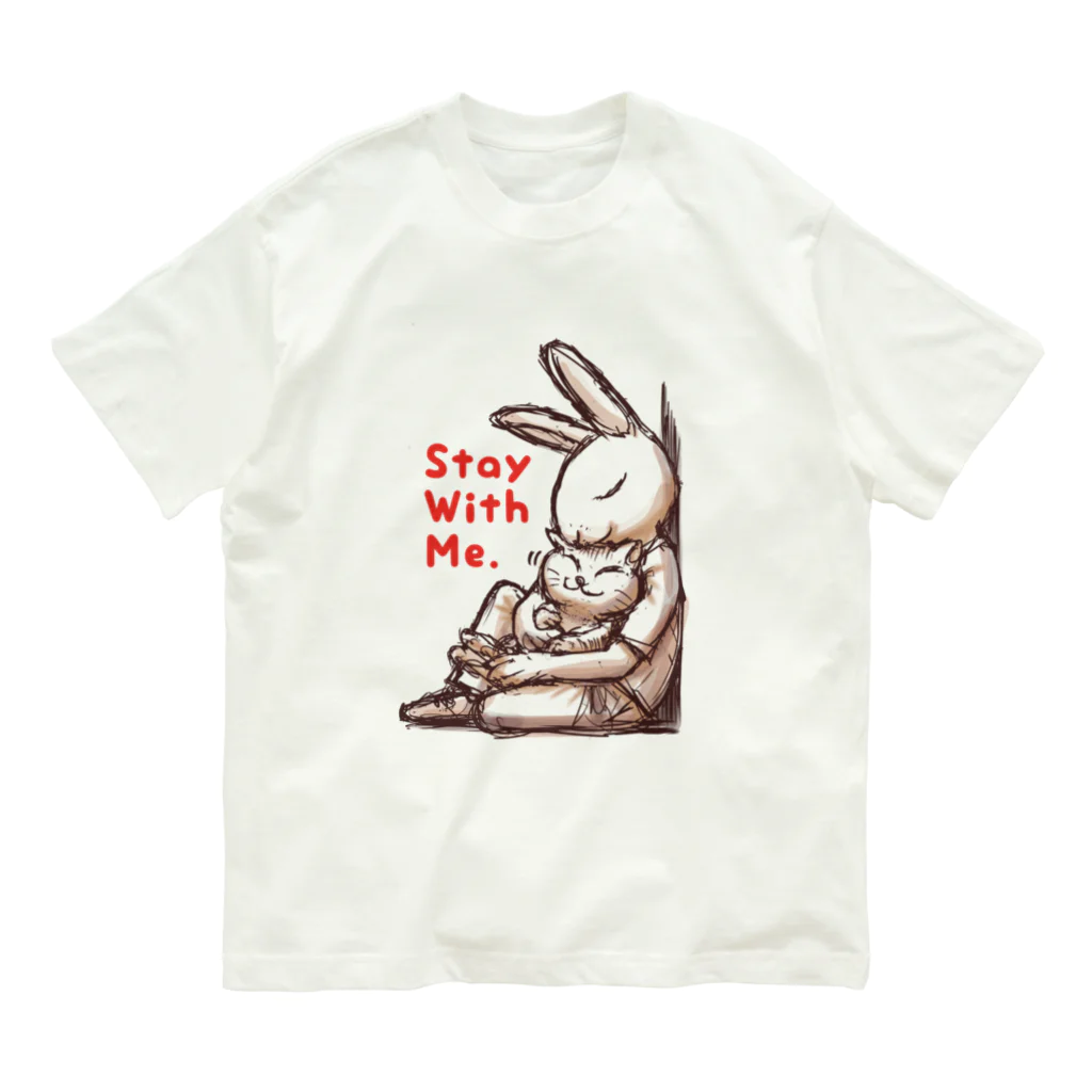 BeachBunnyのうさぎとねこ　Stay With Me オーガニックコットンTシャツ