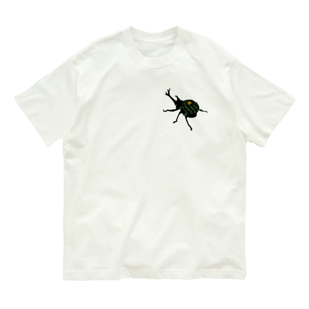 キッズモード某のスイカリュックのカブトムシ Organic Cotton T-Shirt