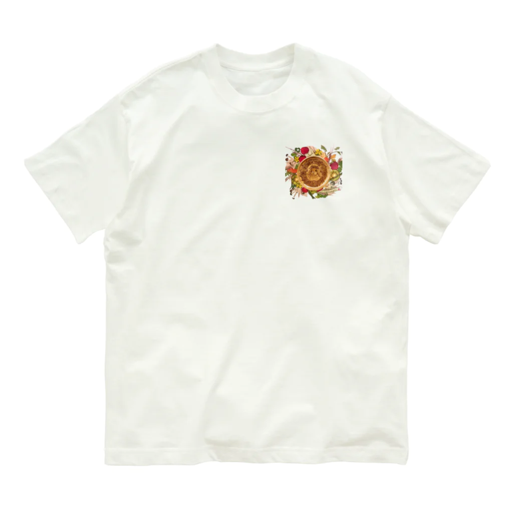 YURITAROORIGINLの野菜の押し花と焼き絵のうさぎ オーガニックコットンTシャツ