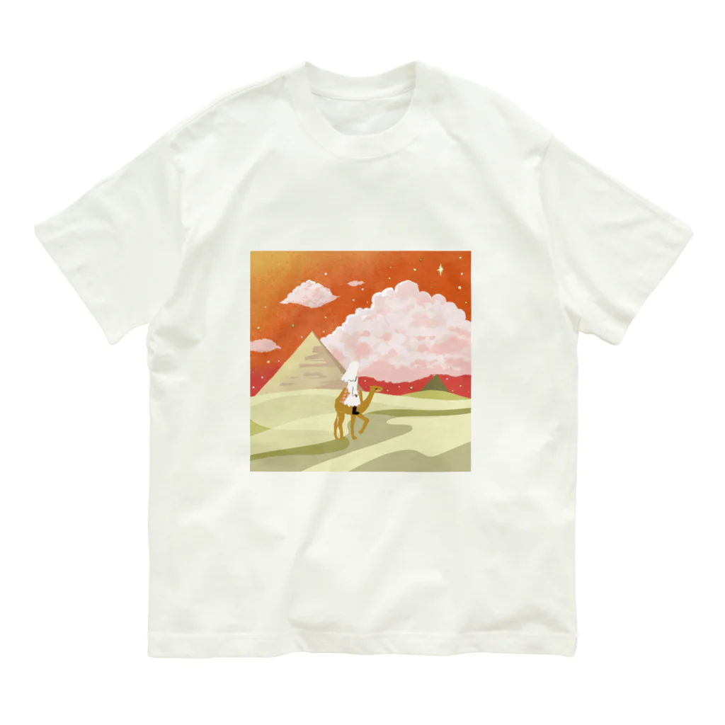 MARIMEのEgyptian traveler オーガニックコットンTシャツ