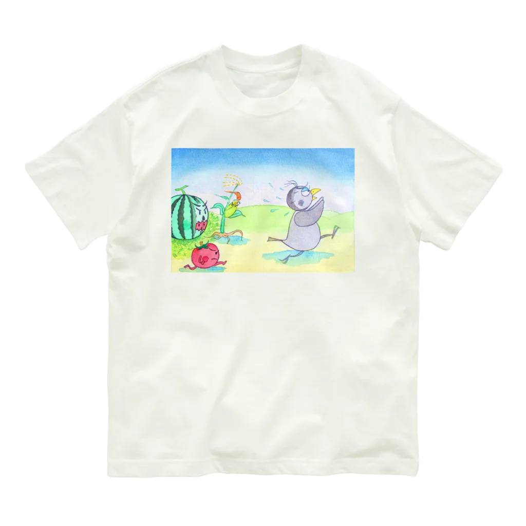 「アートとメルヘンと創作の森デザイングッズ」のファンタジー物語ピピのつばさ　(いたずらカラスのリルレ) Organic Cotton T-Shirt