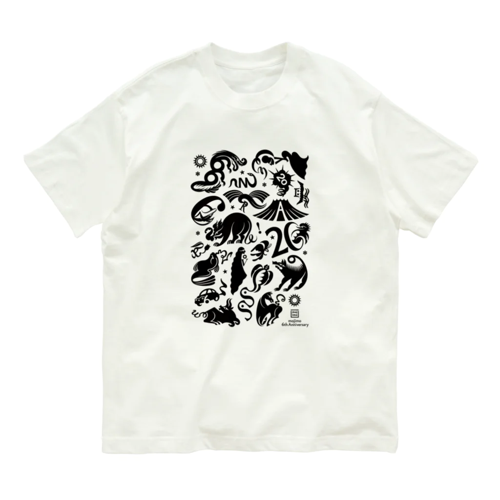 mojimo6周年 ✕ 筑紫書体20周年 コラボSHOPのオーガニックコットンTシャツ モノクロ オーガニックコットンTシャツ