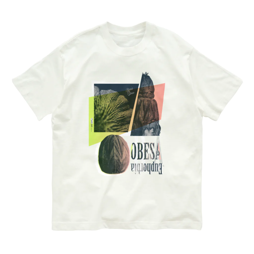 植物と___|のUtopia OBESA T（coral & lime yellow / random） | design number 01 Organic Cotton T-Shirt