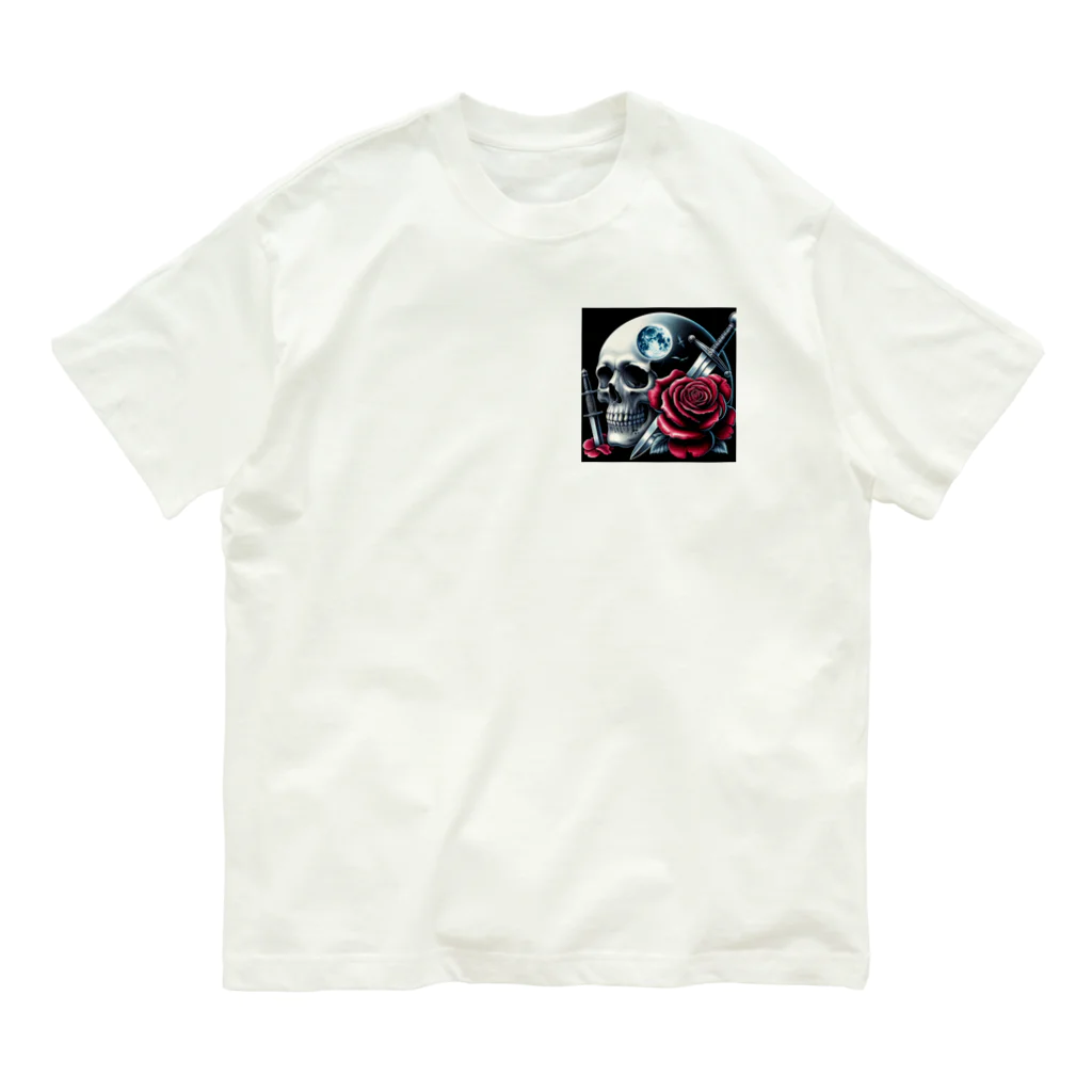 kazeou（風王）の死神と薔薇（四角）AI生成 オーガニックコットンTシャツ