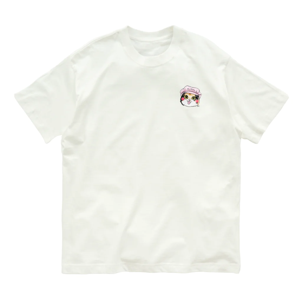shop あこ猫犬屋のピンク帽のみかんちゃん オーガニックコットンTシャツ