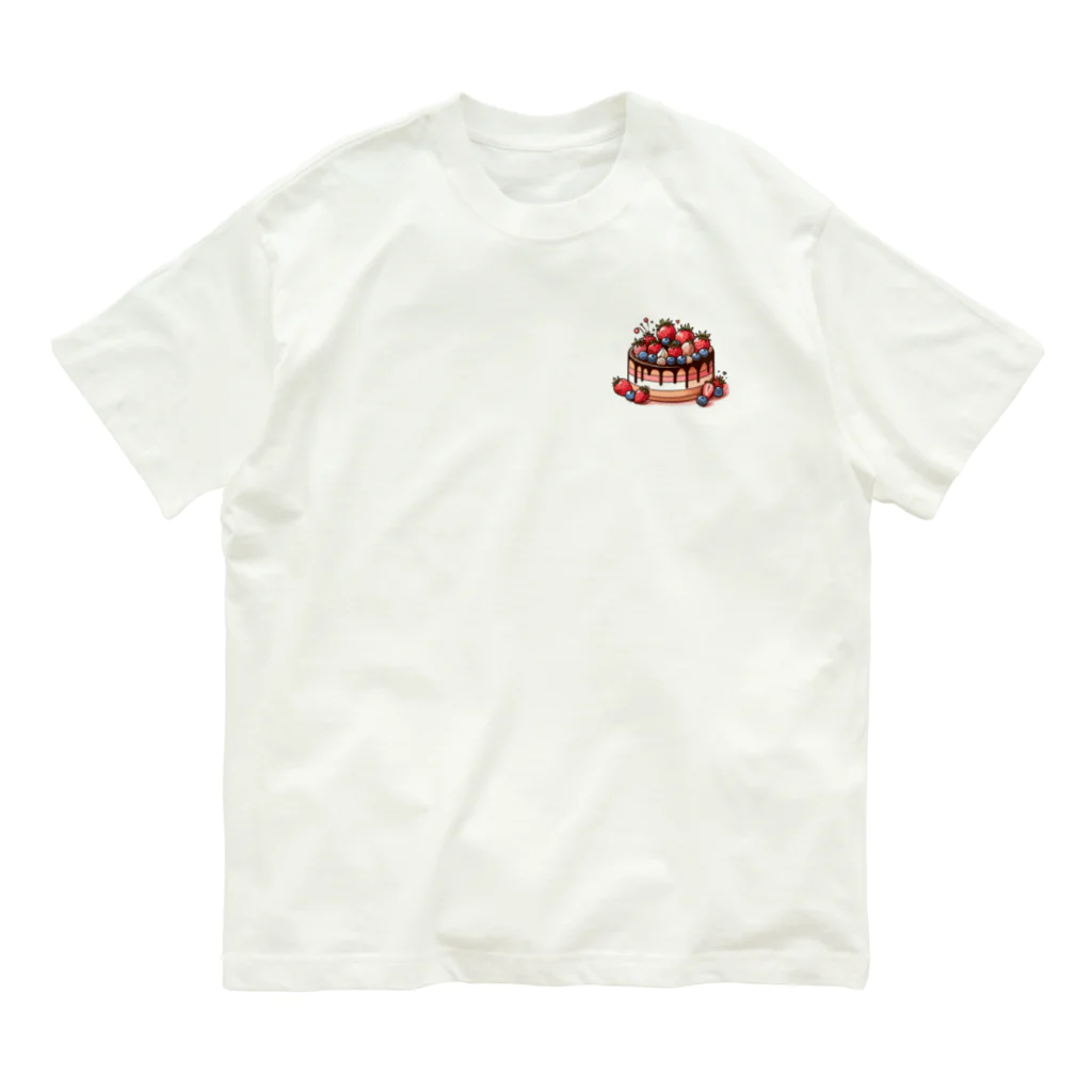 sweeshiiの可愛らしいケーキ オーガニックコットンTシャツ