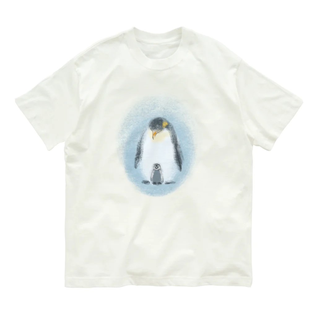 akane_art（茜音工房）のいきものイラスト（皇帝ペンギンの親子） オーガニックコットンTシャツ