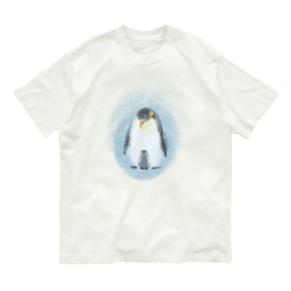 akane_art（茜音工房）のいきものイラスト（皇帝ペンギンの親子） Organic Cotton T-Shirt