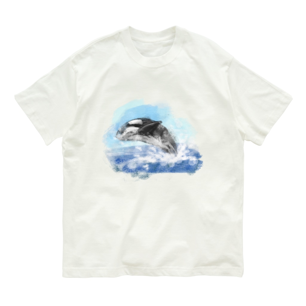 akane_art（茜音工房）のいきものイラスト（シャチ） Organic Cotton T-Shirt