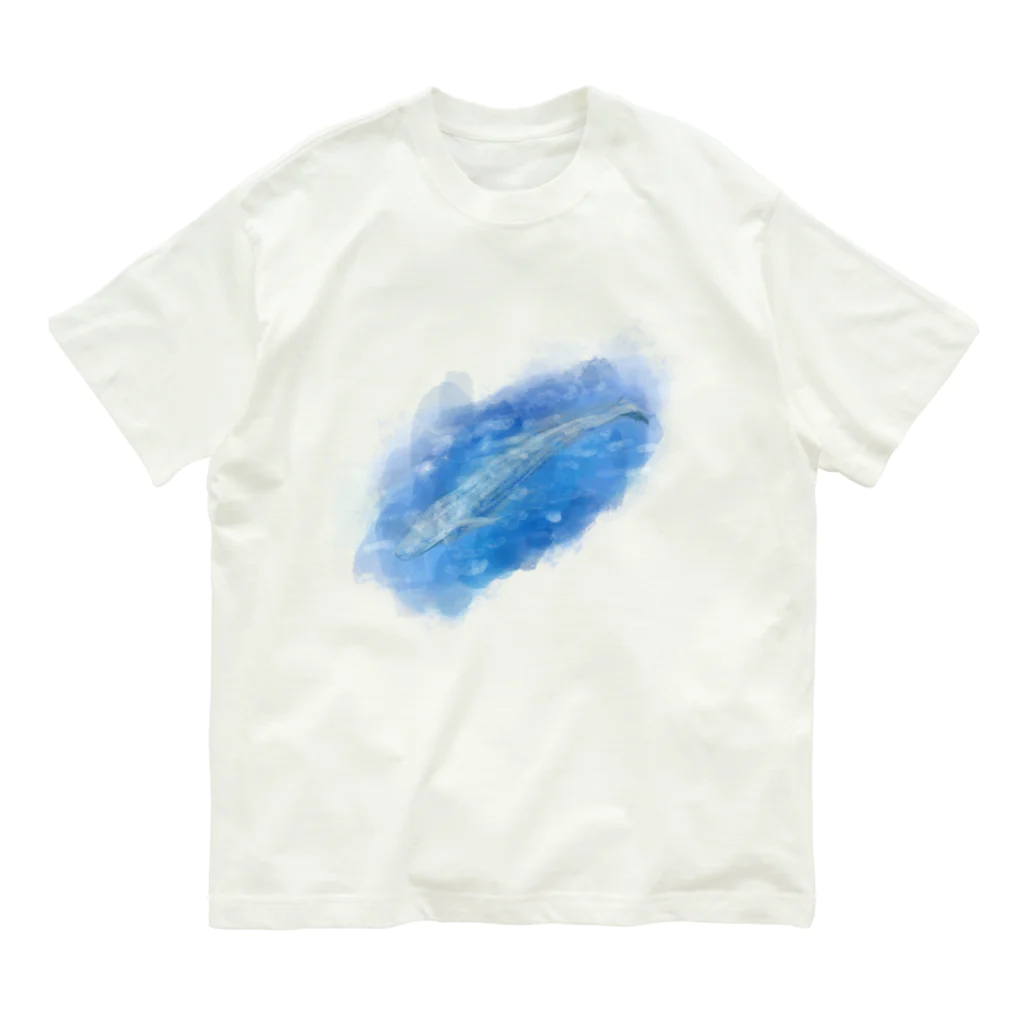 akane_art（茜音工房）のいきものイラスト（シロナガスクジラ） Organic Cotton T-Shirt