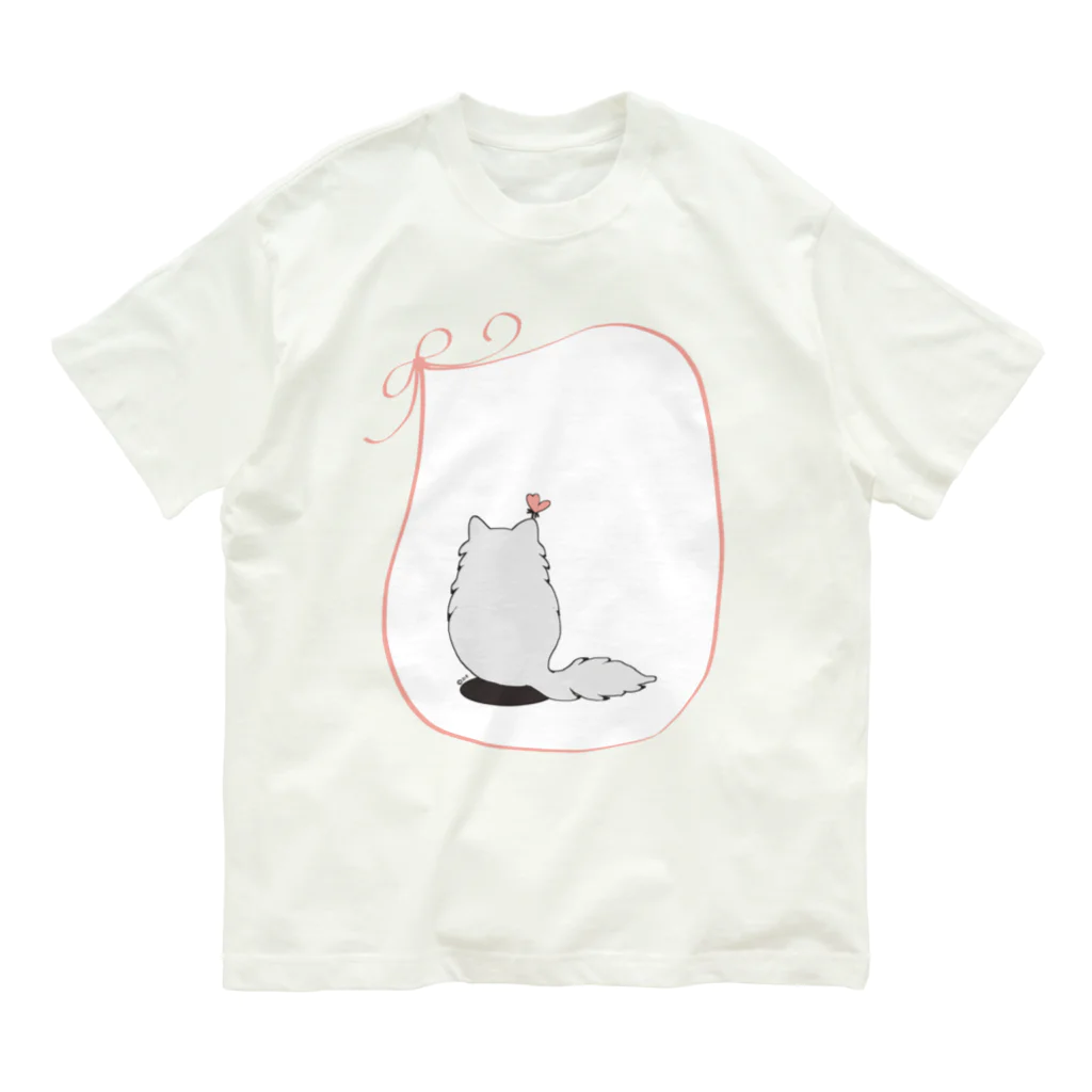 木ノ下商店の猫とリボンとちょうちょ オーガニックコットンTシャツ