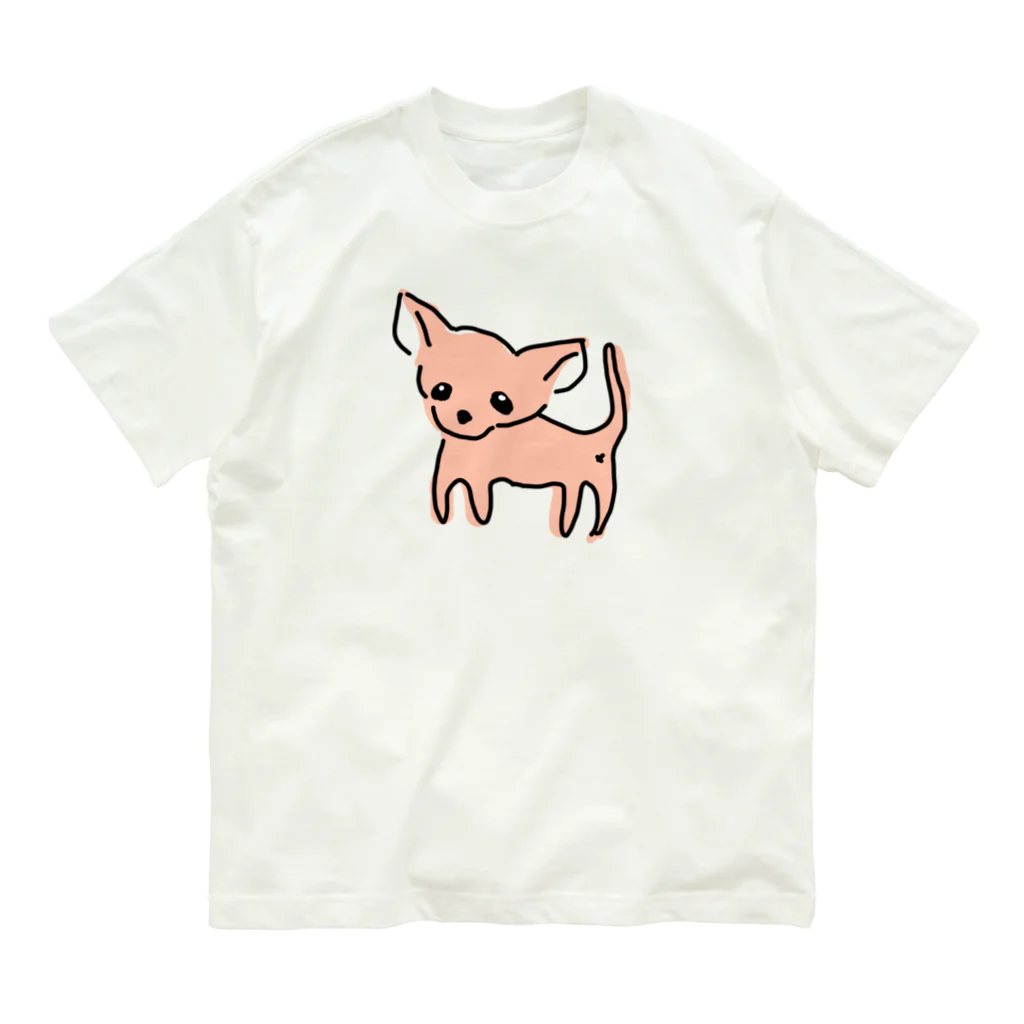 akane_art（茜音工房）のゆるチワワ（オレンジ） Organic Cotton T-Shirt