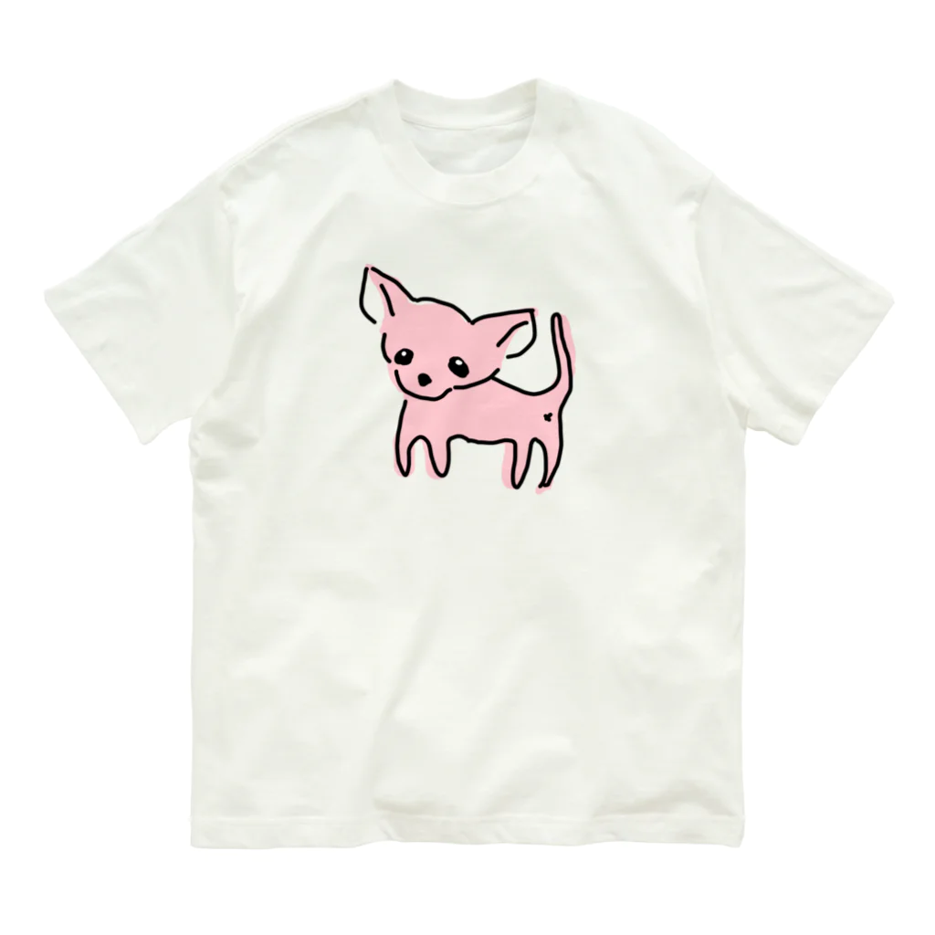 akane_art（茜音工房）のゆるチワワ（ピンク） Organic Cotton T-Shirt