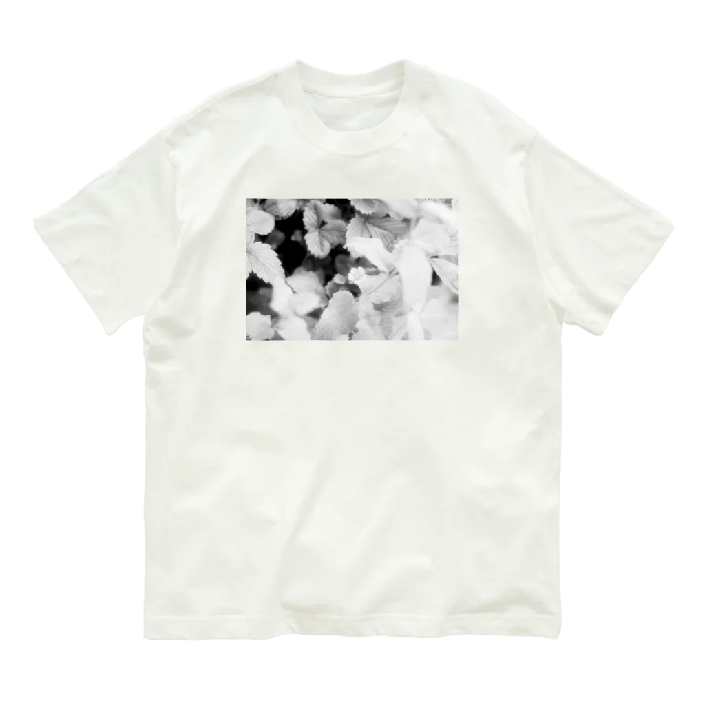 akane_art（茜音工房）のモノクロフラワー（野いちご） Organic Cotton T-Shirt