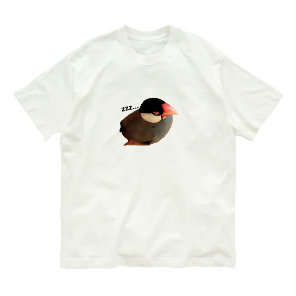 harupink🌸ペット似顔絵illustのおねむな文鳥さん Organic Cotton T-Shirt