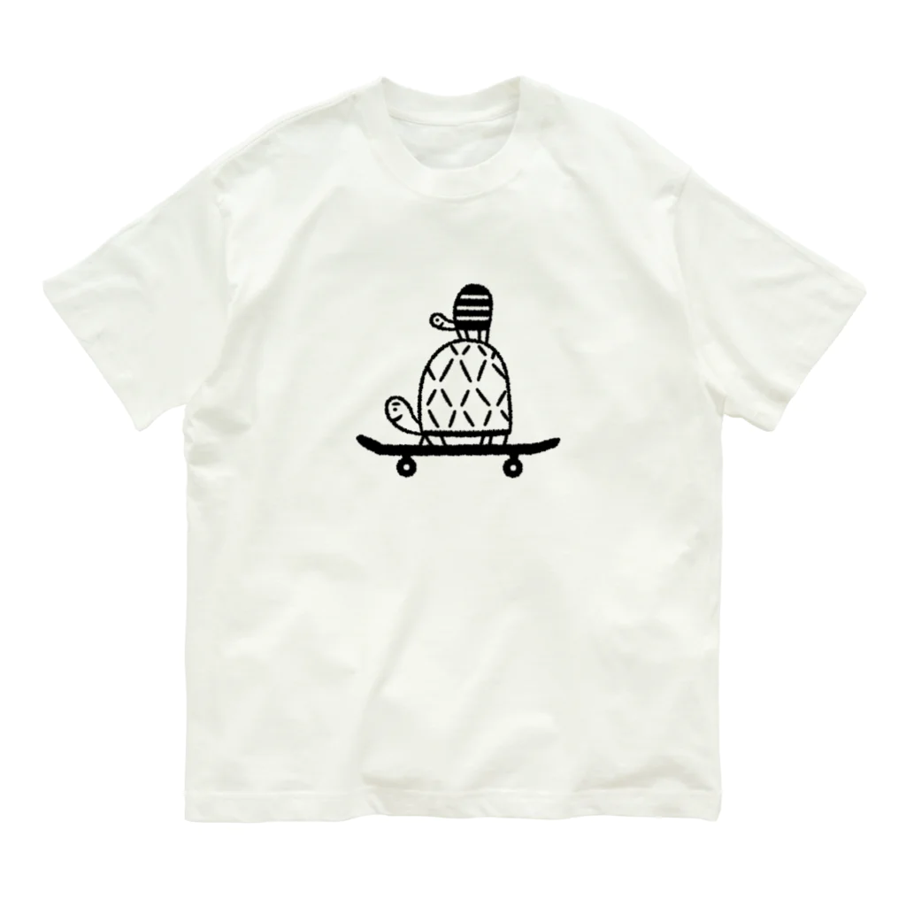 Masae Takahashiのスケボー・カメ親子 オーガニックコットンTシャツ