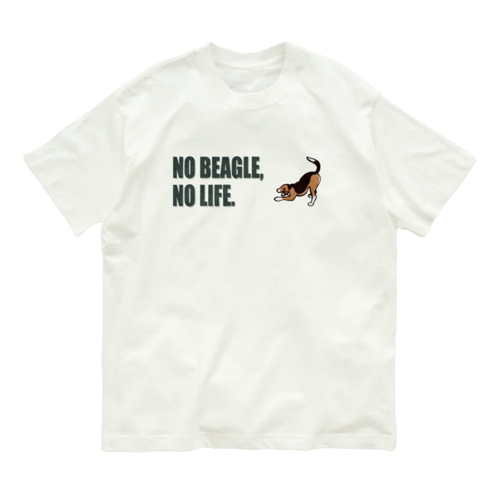 イラストカフェ（ビーグル）のNO BEAGLE, NO LIFE.シンプル Organic Cotton T-Shirt