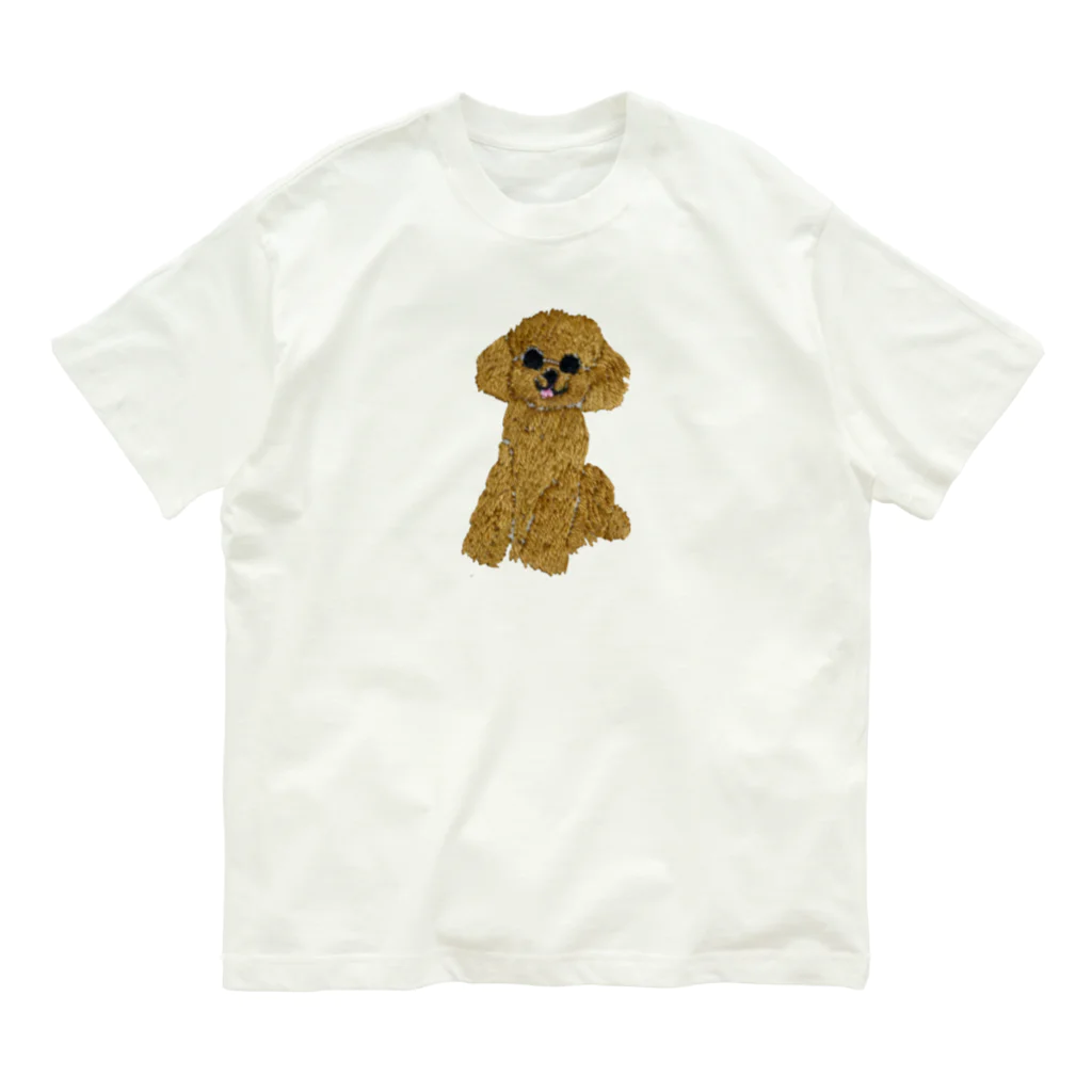 Panda factoryの刺繍のトイプードル Organic Cotton T-Shirt