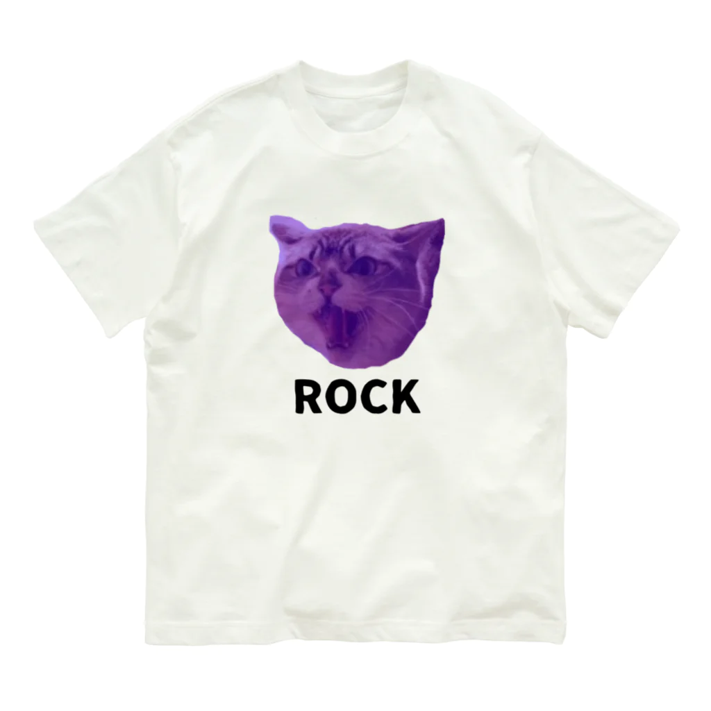 小鳥と映画館のロックなネコ Organic Cotton T-Shirt