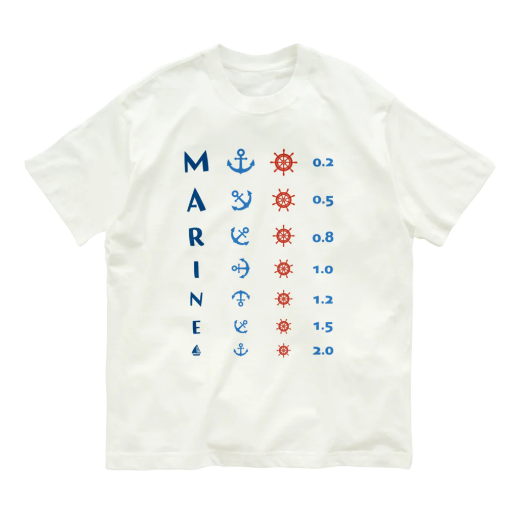 kg_shopのMARINE【視力検査表パロディ】 Organic Cotton T-Shirt