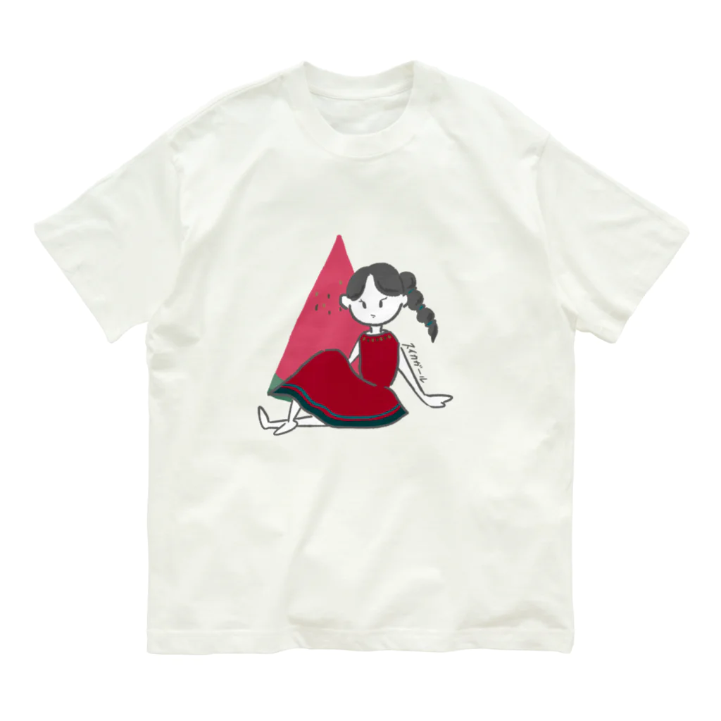 Machi.Kのスイカガール Organic Cotton T-Shirt