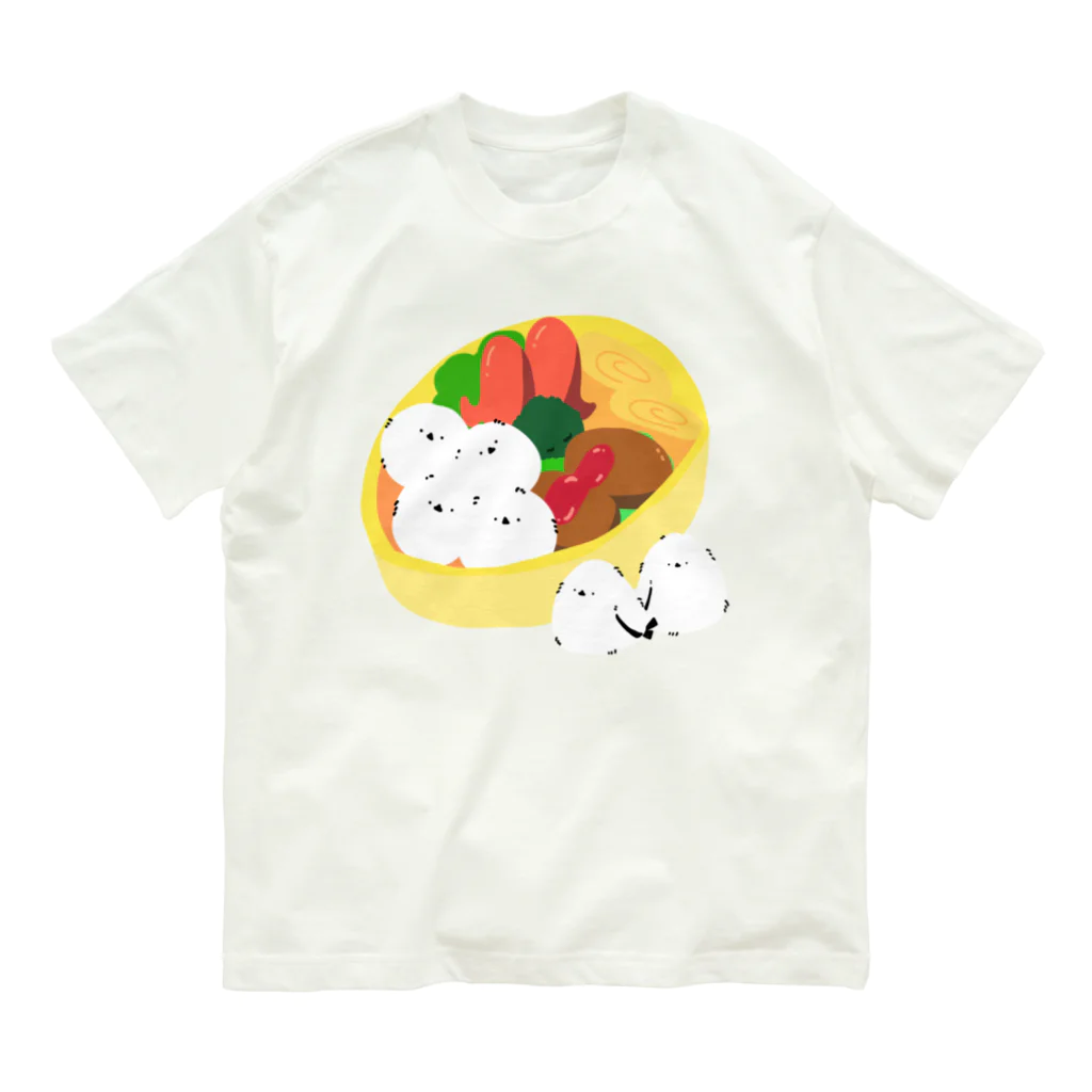 Kotetsu diary(SUZURI店)のシマエナガ×お弁当 Organic Cotton T-Shirt