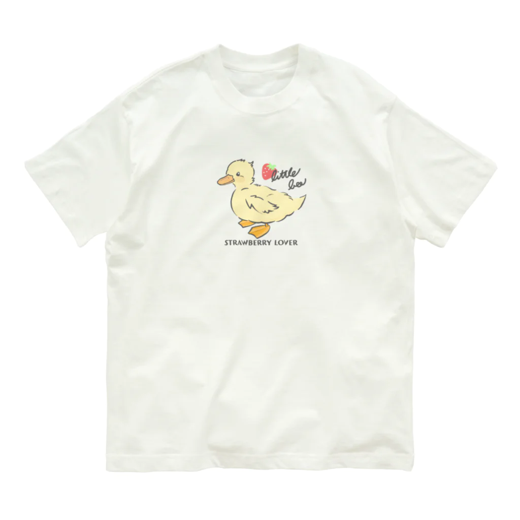 little bee リトルビーのSTRAWBERRY LOVER アヒル オーガニックコットンTシャツ