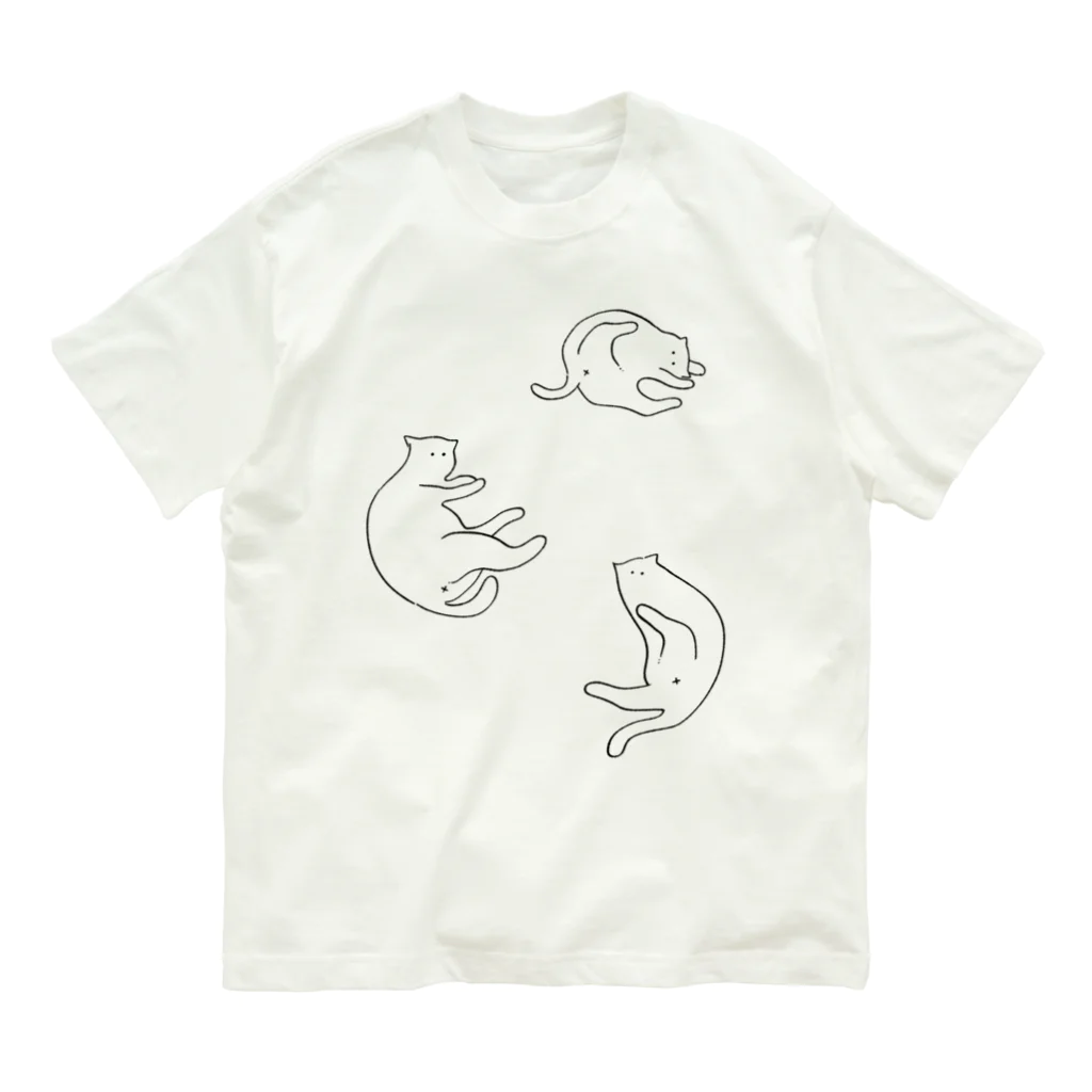 はしもとかなの見せつける猫 黒 オーガニックコットンTシャツ