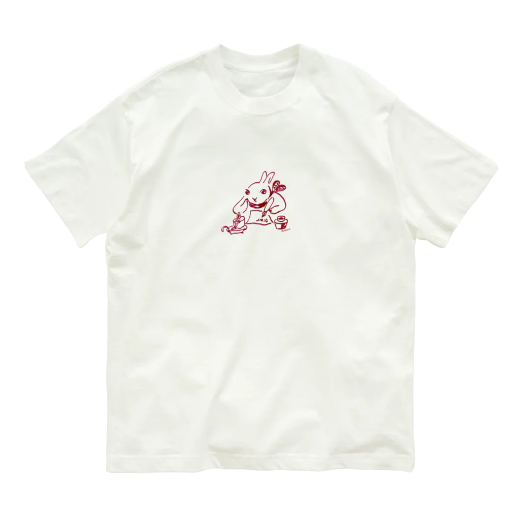 うさぎ雑貨屋maccoのお手紙うさぎ オーガニックコットンTシャツ