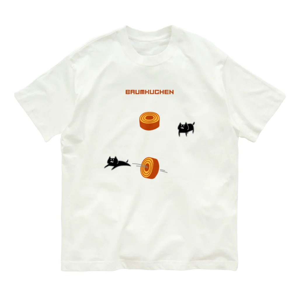 PokuStarのバウムクーヘンとネコ Organic Cotton T-Shirt