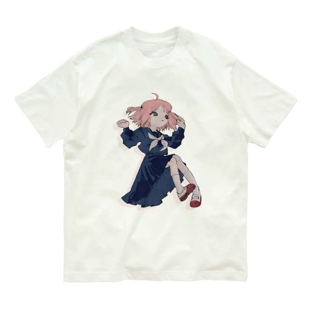 浅葱⑨良乃のほっぷすてっぷセーラー少女 オーガニックコットンTシャツ