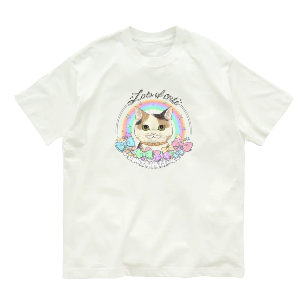 kima-maniのLots of cute 〜フリルとリボンと三毛猫と〜 オーガニックコットンTシャツ