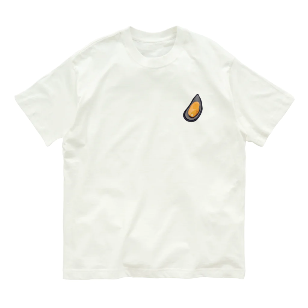 kg_shopの[☆両面] ムール貝酒蒸し 【視力検査表パロディ】 Organic Cotton T-Shirt