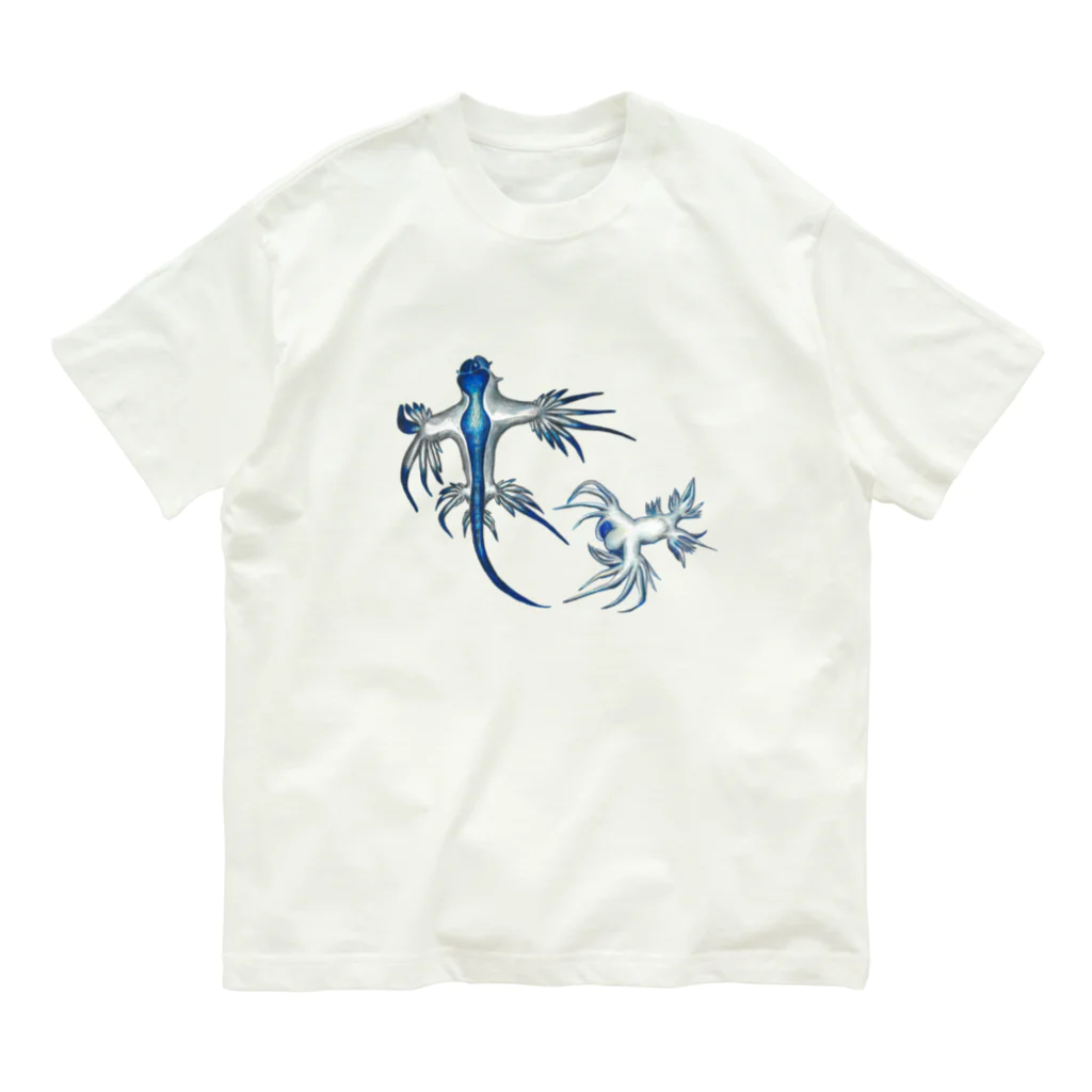 森図鑑の[森図鑑] アオミノウミウシ2匹バージョン Organic Cotton T-Shirt