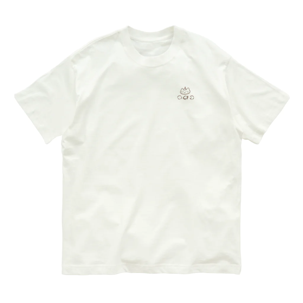 ゆにねこ惑星の🪐ゆにねこ🪐(小)茶線 Organic Cotton T-Shirt