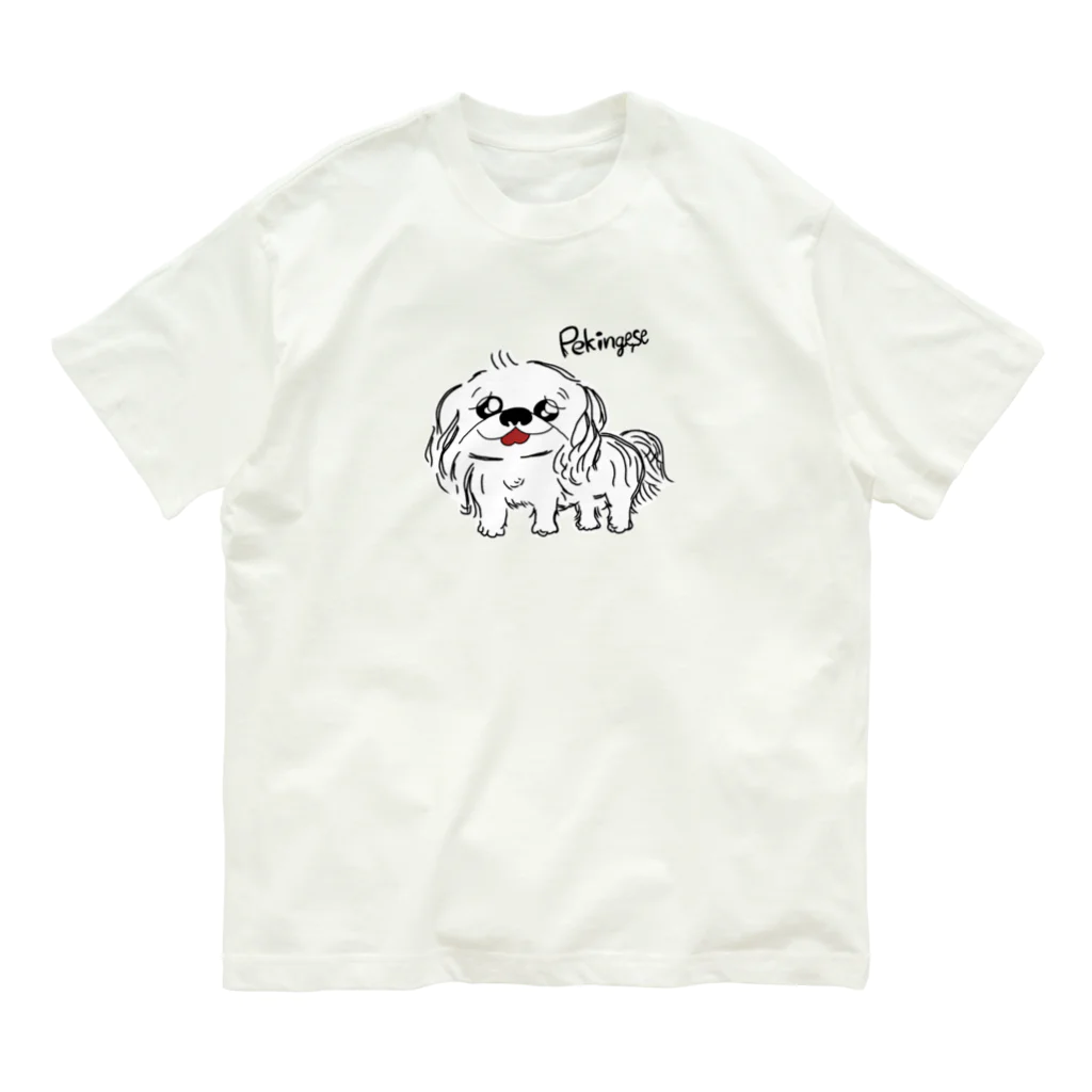 CHOSANAの笑うペキニーズ(白) Organic Cotton T-Shirt