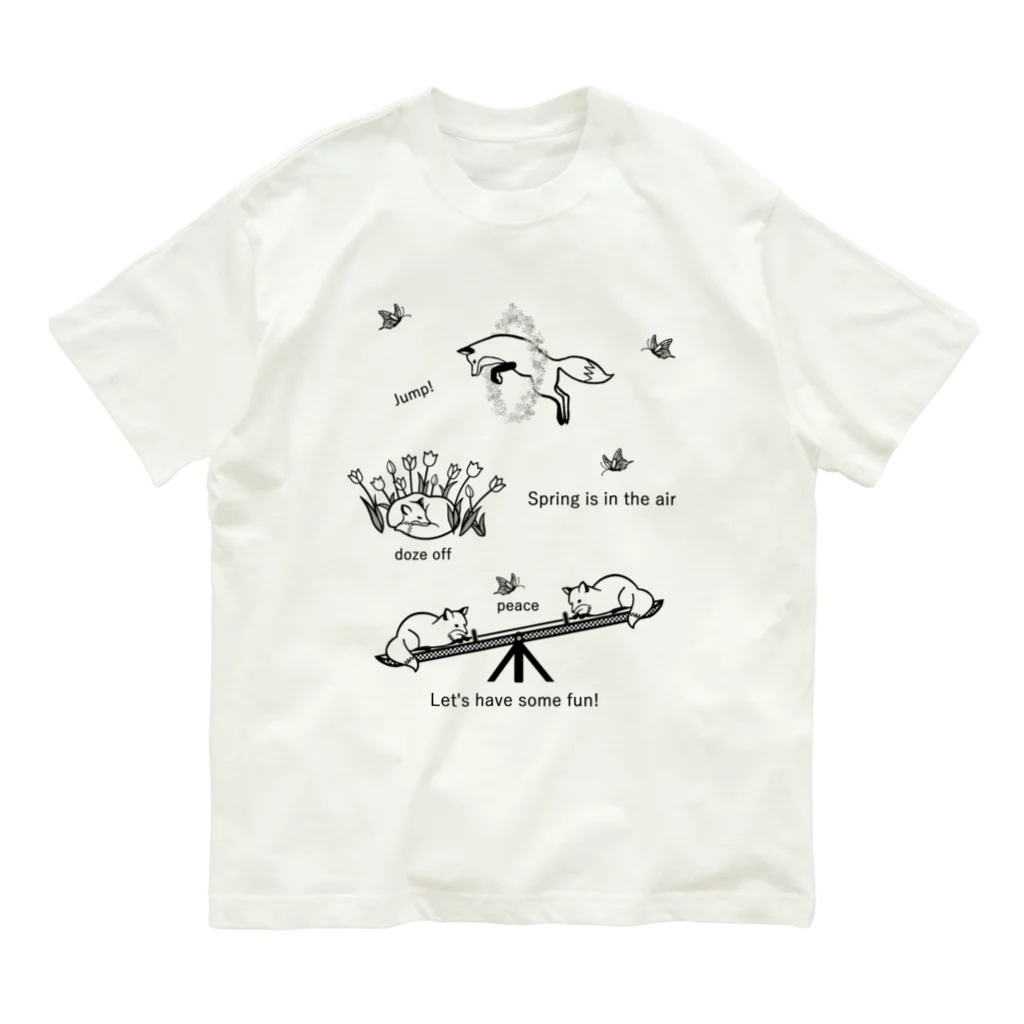 PERIDOTの春うらら＊きつね（線画） Organic Cotton T-Shirt