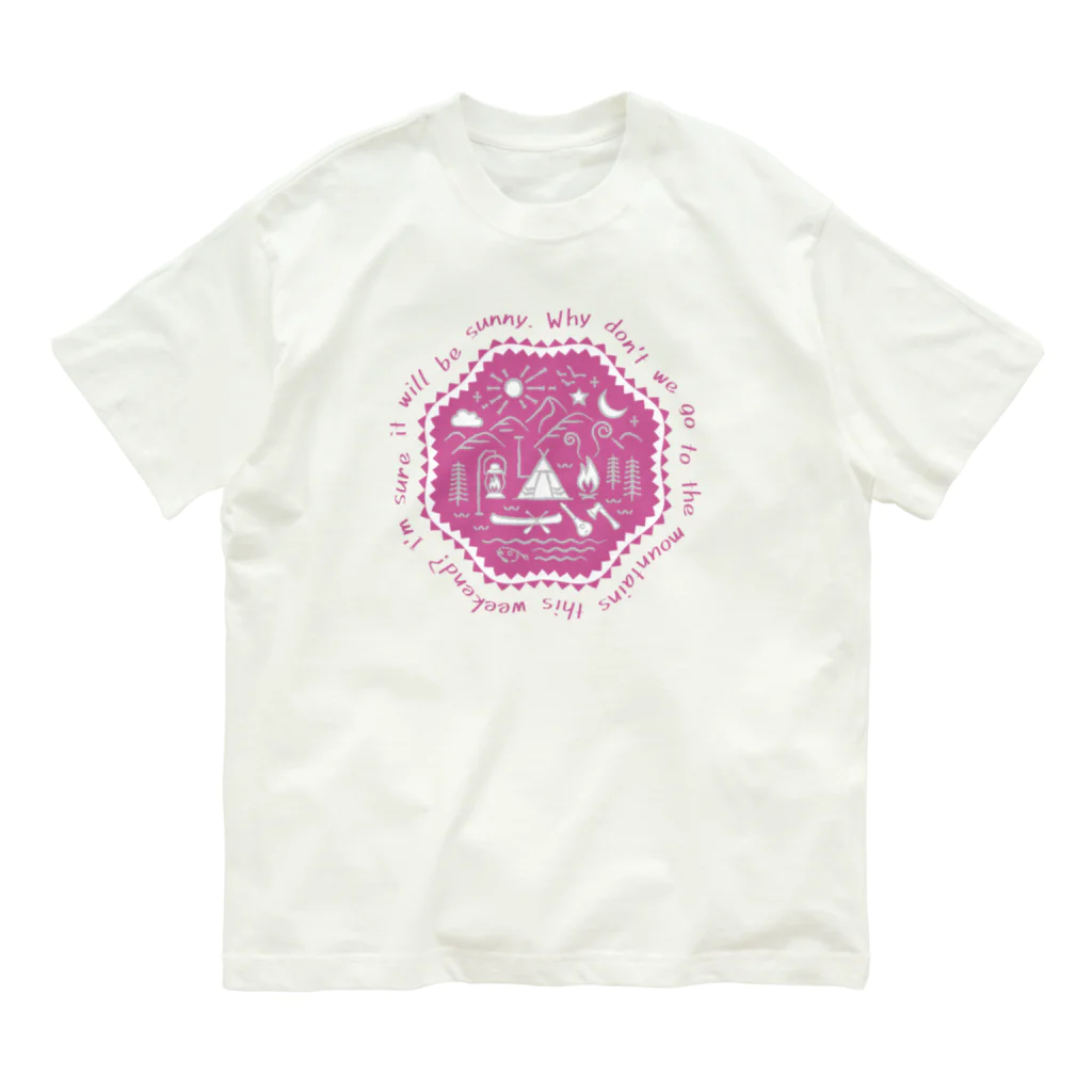 go campingのcamp site（peach） Organic Cotton T-Shirt