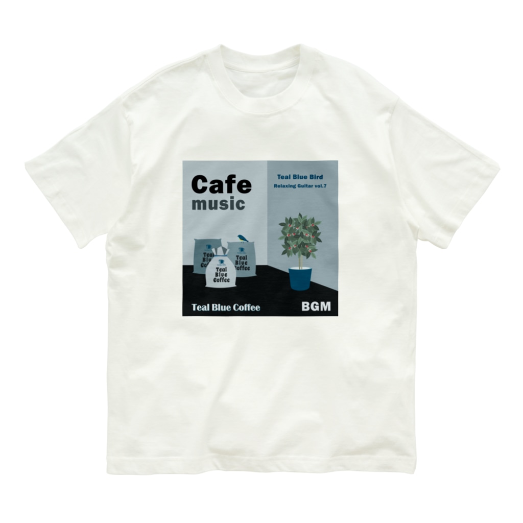Teal Blue CoffeeのCafe music - Teal Blue Bird - Organic Cotton T-Shirt