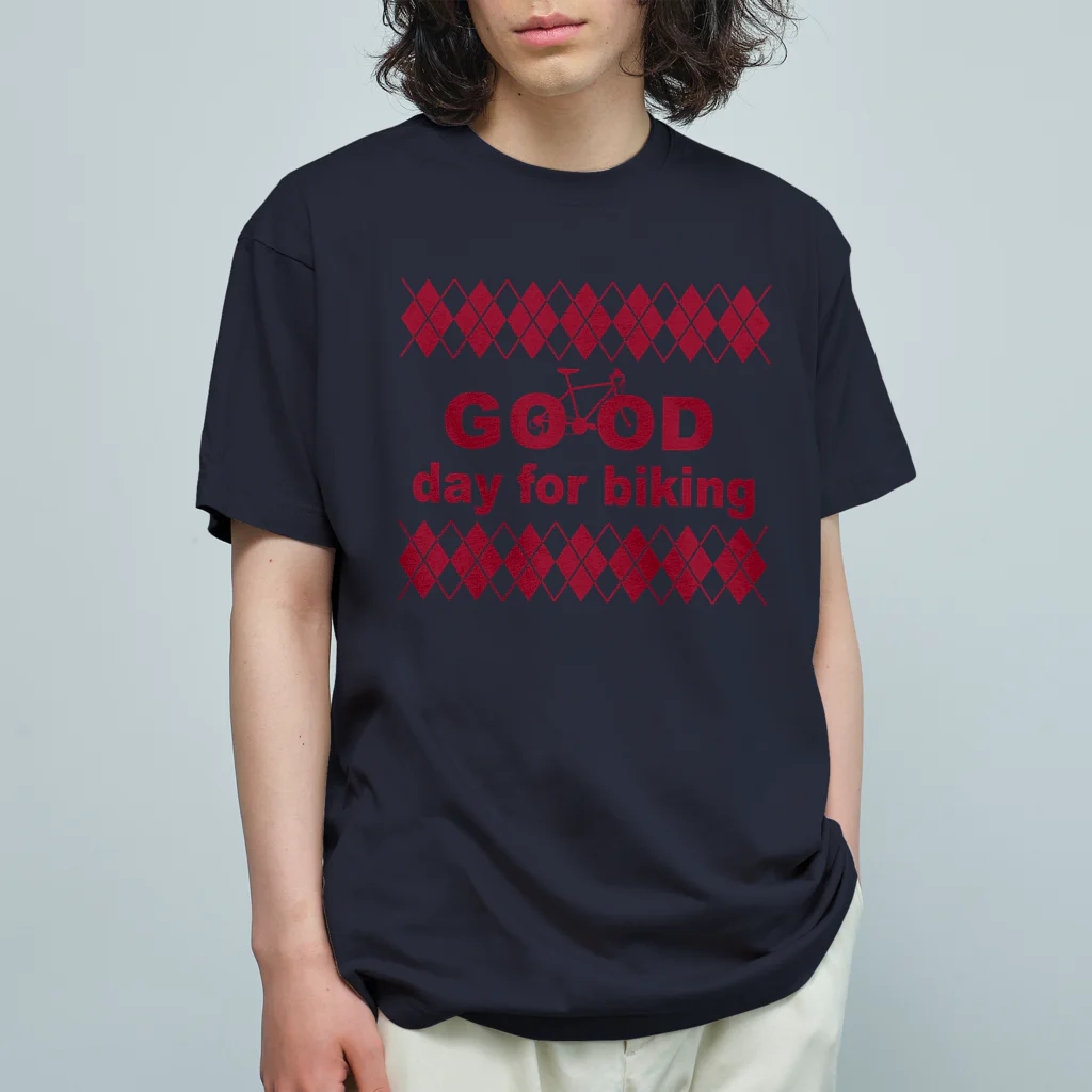 キッズモード某のチャリロゴアーガイル(azuki) オーガニックコットンTシャツ