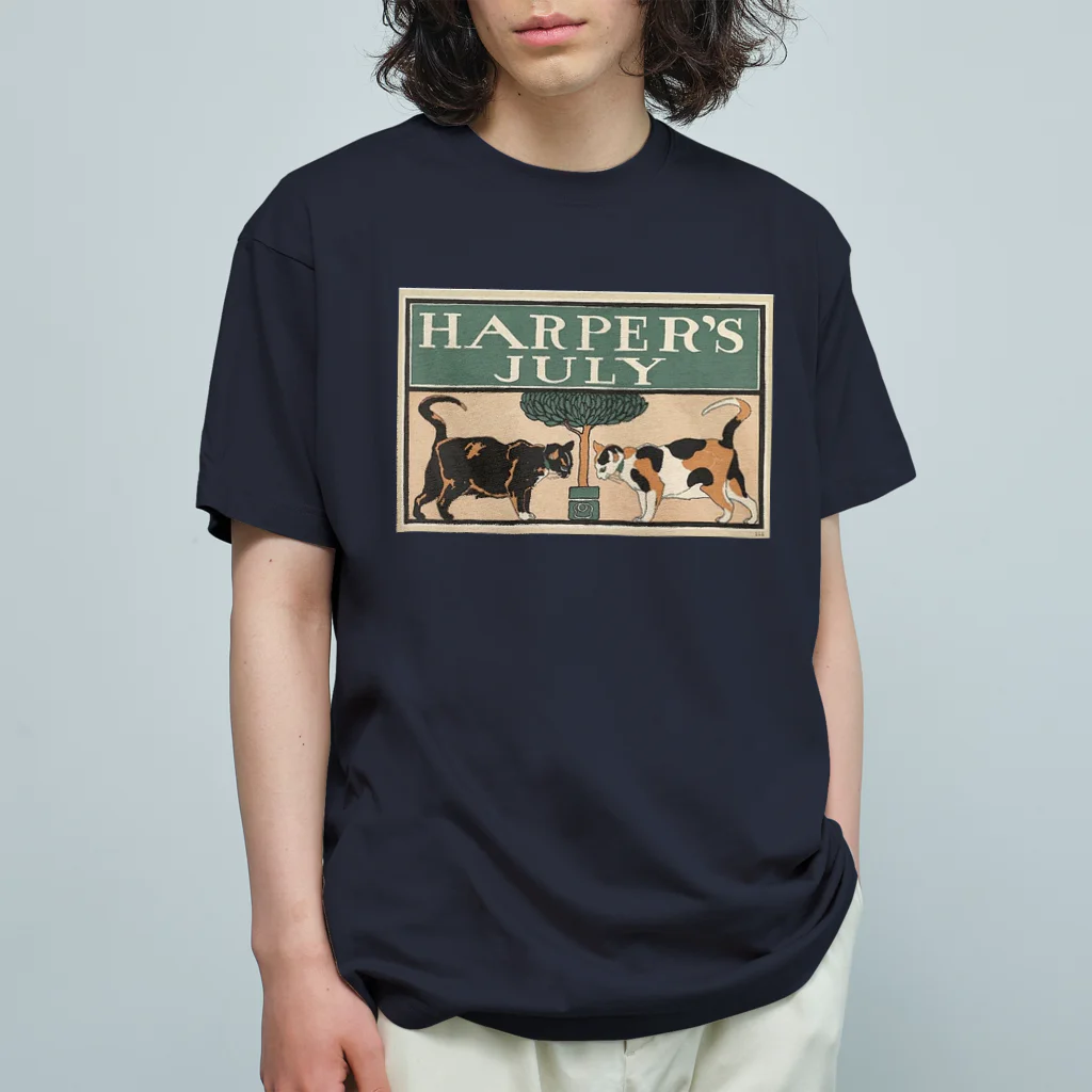 YS VINTAGE WORKSのNY Harper's 1898 ネコ2匹 オーガニックコットンTシャツ