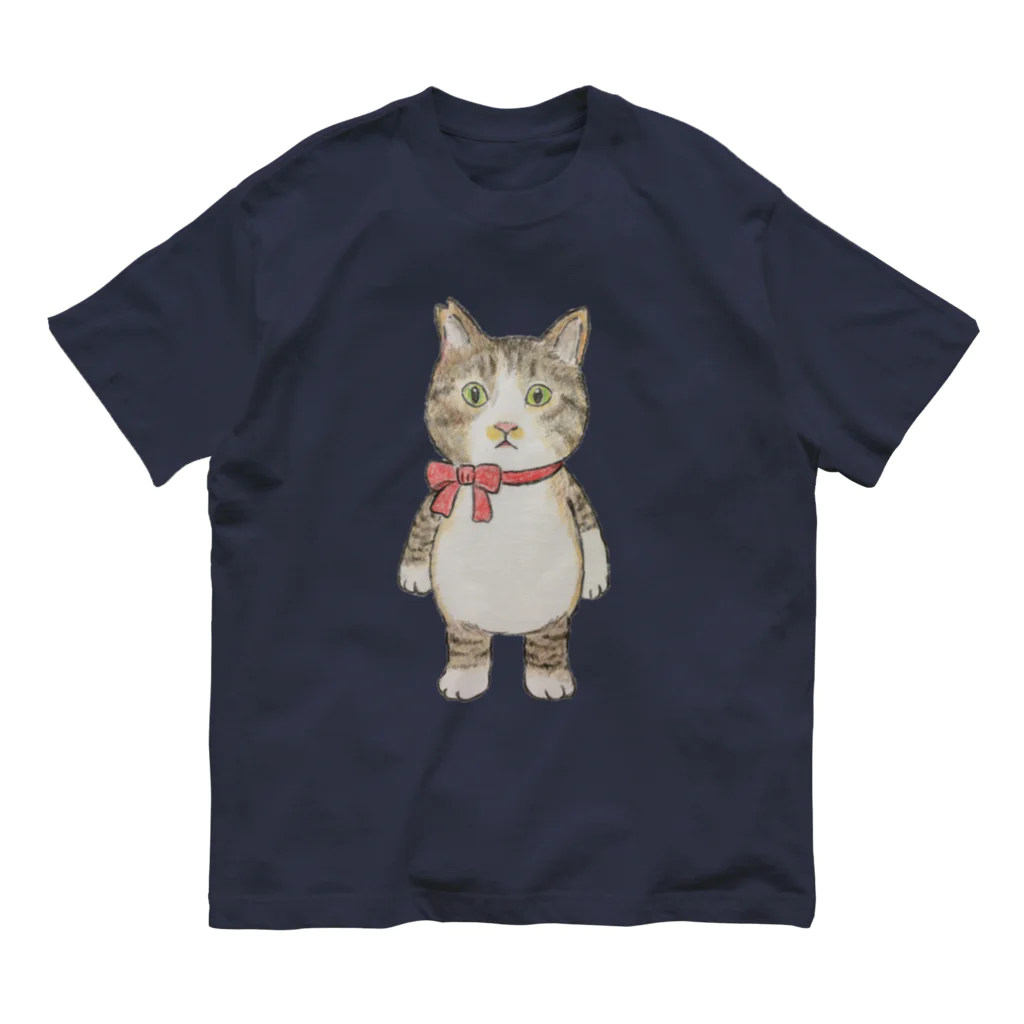 KOBEアニマルレスキューPinkyの保護っ子きゅうたの赤いリボン Organic Cotton T-Shirt