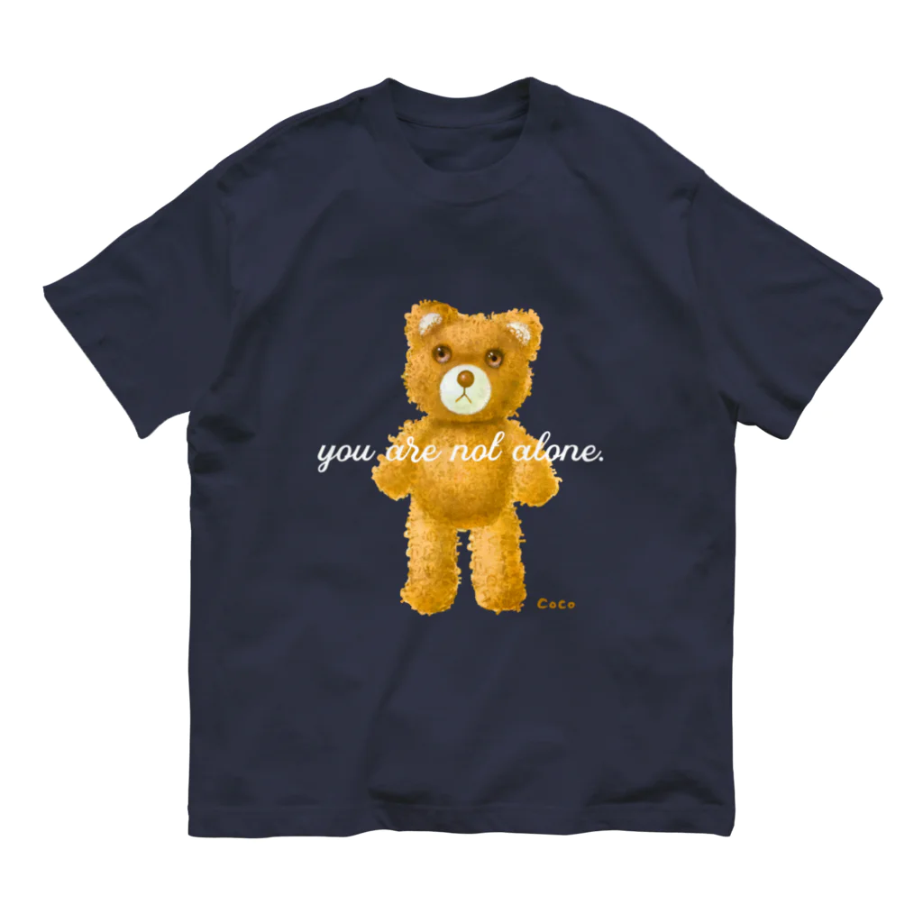 cocoartの雑貨屋さんの【you are not alone.】（茶くま）WHITE Organic Cotton T-Shirt