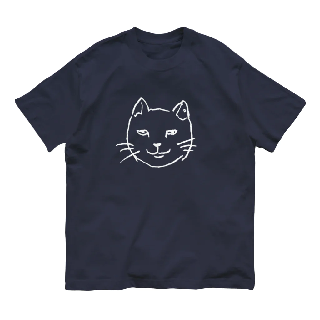 ネコトシアワセのニヒルな白猫  Organic Cotton T-Shirt