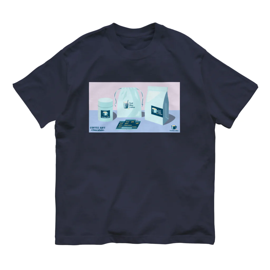 Teal Blue CoffeeのCOFFEE GIFT -Chocolate- PURPLE Ver. オーガニックコットンTシャツ